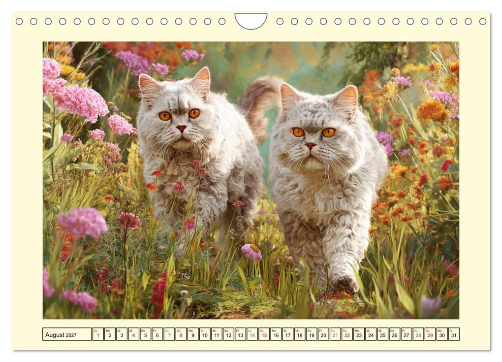 Weitere Ansicht: Selkirk Rex Katzen. Lockenzauber im Blumengarten (Wandkalender 2027 DIN A4 quer), CALVENDO Monatskalender | Rose Hurley, Calvendo