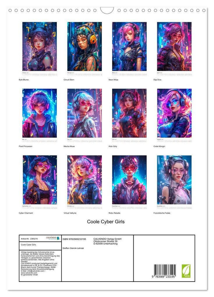 Weitere Ansicht: Coole Cyber Girls (Wandkalender 2027 DIN A3 hoch), CALVENDO Monatskalender | Steffen Gierok-Latniak, Calvendo