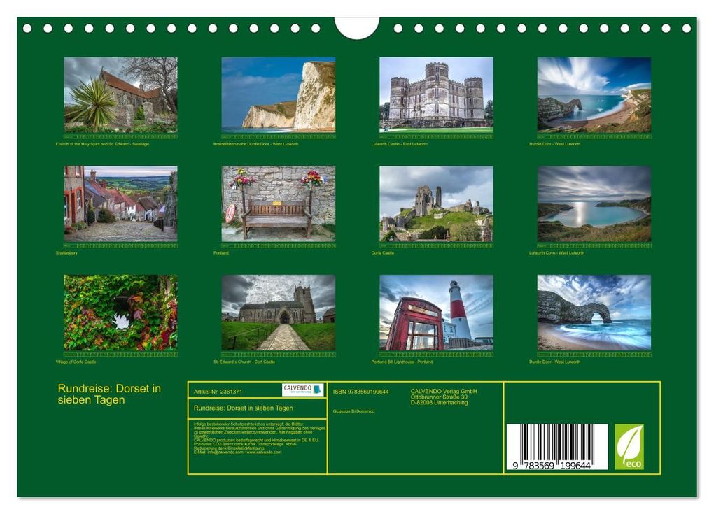 Weitere Ansicht: Rundreise: Dorset in sieben Tagen (Wandkalender 2027 DIN A4 quer), CALVENDO Monatskalender | Giuseppe Di Domenico, Calvendo