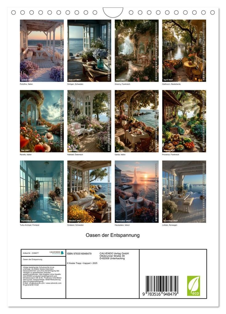 Weitere Ansicht: Oasen der Entspannung (Wandkalender 2027 DIN A4 hoch), CALVENDO Monatskalender | Kester Trapp, Calvendo