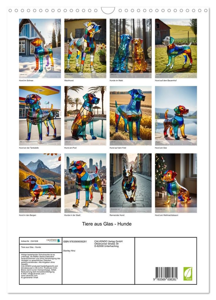 Weitere Ansicht: Tiere aus Glas - Hunde (Wandkalender 2027 DIN A3 hoch), CALVENDO Monatskalender | Stanley Hinz, Calvendo
