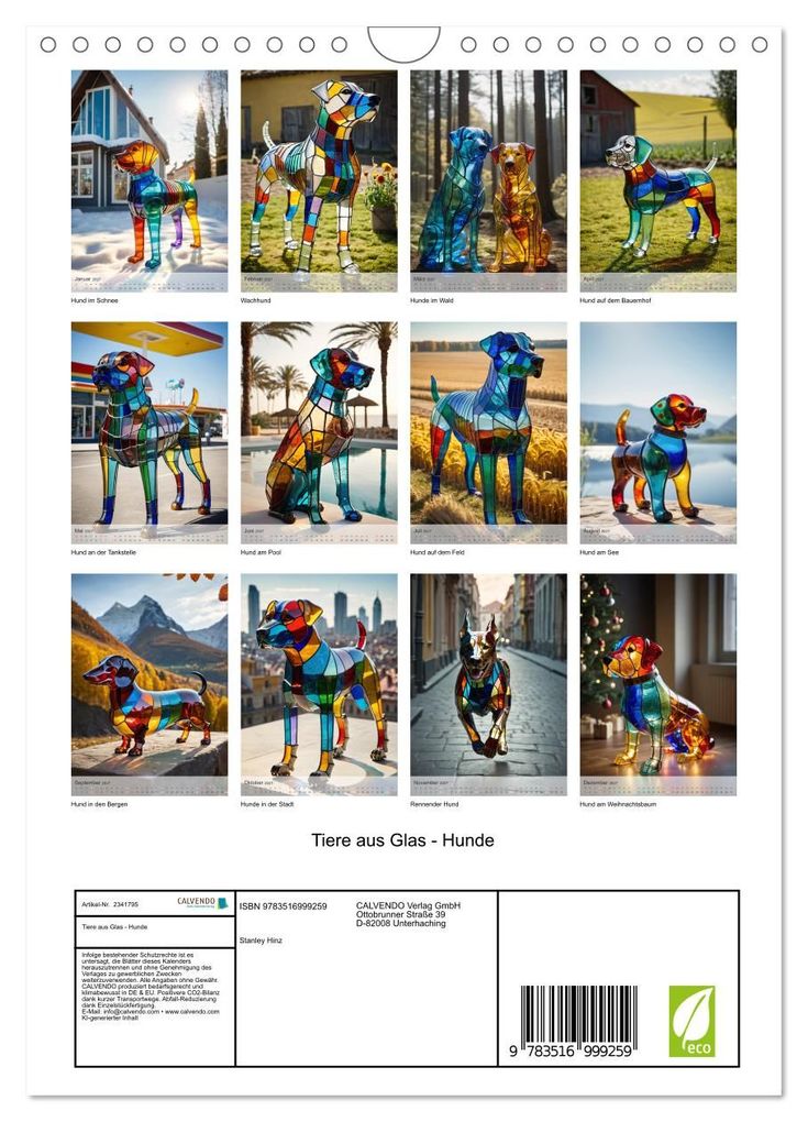 Weitere Ansicht: Tiere aus Glas - Hunde (Wandkalender 2027 DIN A4 hoch), CALVENDO Monatskalender | Stanley Hinz, Calvendo