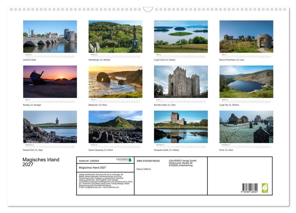 Weitere Ansicht: Magisches Irland 2027 (Wandkalender 2027 DIN A2 quer), CALVENDO Monatskalender | Markus Helfferich, Calvendo