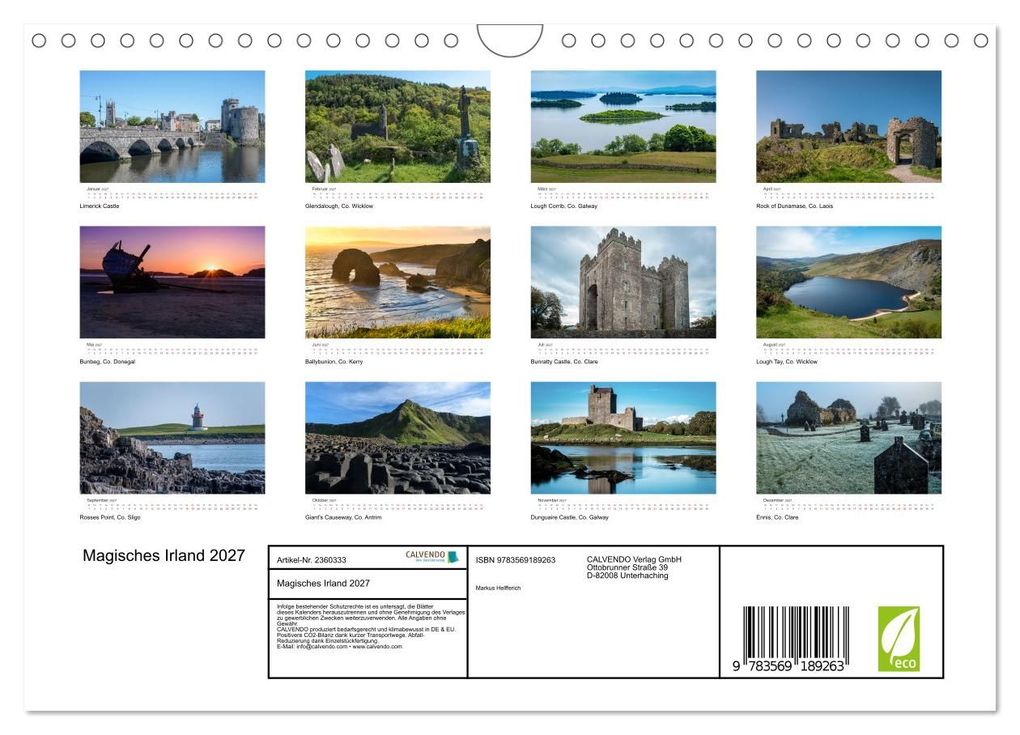 Weitere Ansicht: Magisches Irland 2027 (Wandkalender 2027 DIN A4 quer), CALVENDO Monatskalender | Markus Helfferich, Calvendo