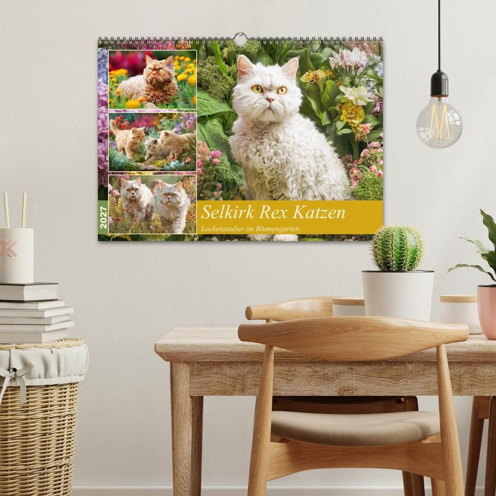 Weitere Ansicht: Selkirk Rex Katzen. Lockenzauber im Blumengarten (Wandkalender 2027 DIN A3 quer), CALVENDO Monatskalender | Rose Hurley, Calvendo