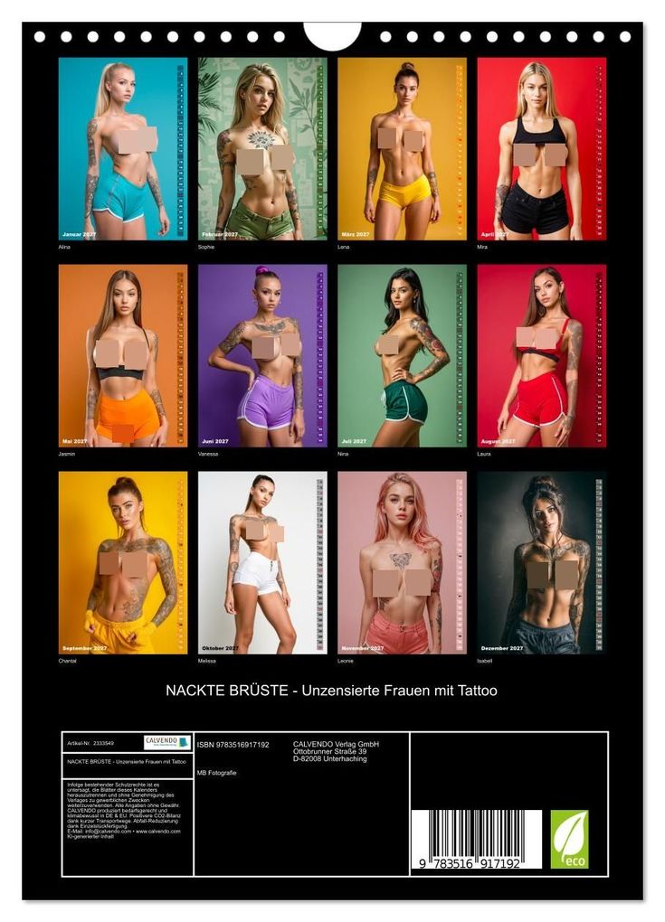 Weitere Ansicht: NACKTE BRÜSTE - Unzensierte Frauen mit Tattoo (Wandkalender 2027 DIN A4 hoch), CALVENDO Monatskalender | MB Fotografie, Calvendo