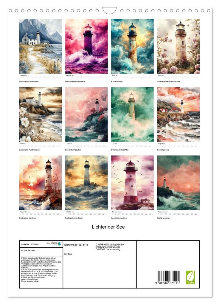 Weitere Ansicht: Lichter der See (Wandkalender 2027 DIN A3 hoch), CALVENDO Monatskalender | Ally Bee, Calvendo