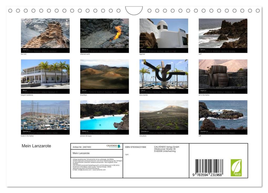 Weitere Ansicht: Mein Lanzarote (Wandkalender 2027 DIN A4 quer), CALVENDO Monatskalender | R. Gue. R. Gue., Calvendo, r.gue.
