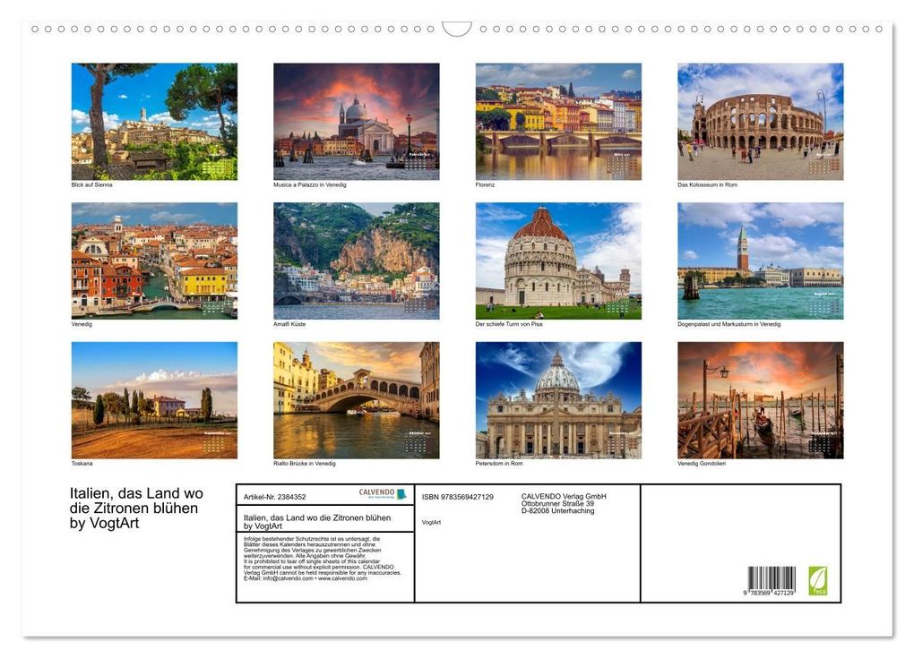 Weitere Ansicht: Italien, das Land wo die Zitronen blühen by VogtArt (Wandkalender 2027 DIN A2 quer), CALVENDO Monatskalender | VogtArt, Calvendo