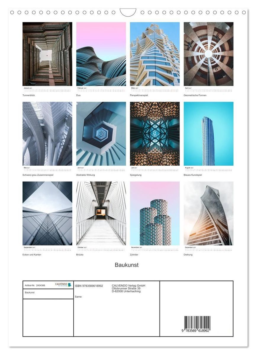 Weitere Ansicht: Baukunst (Wandkalender 2027 DIN A3 hoch), CALVENDO Monatskalender | Same, Calvendo