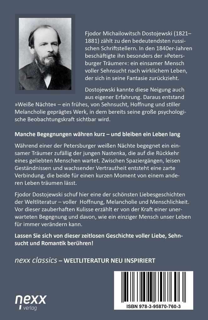 Weitere Ansicht: Weiße Nächte - Ein gefühlvoller Roman | Fjodor Michailowitsch Dostojewski