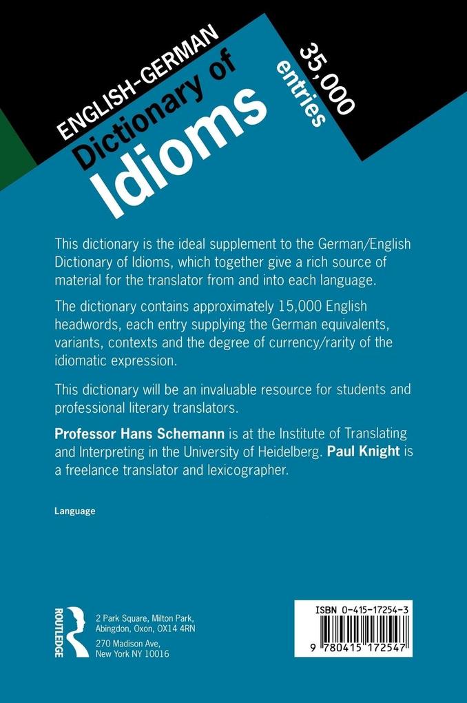 Weitere Ansicht: English/German Dictionary of Idioms | Hans Schemann