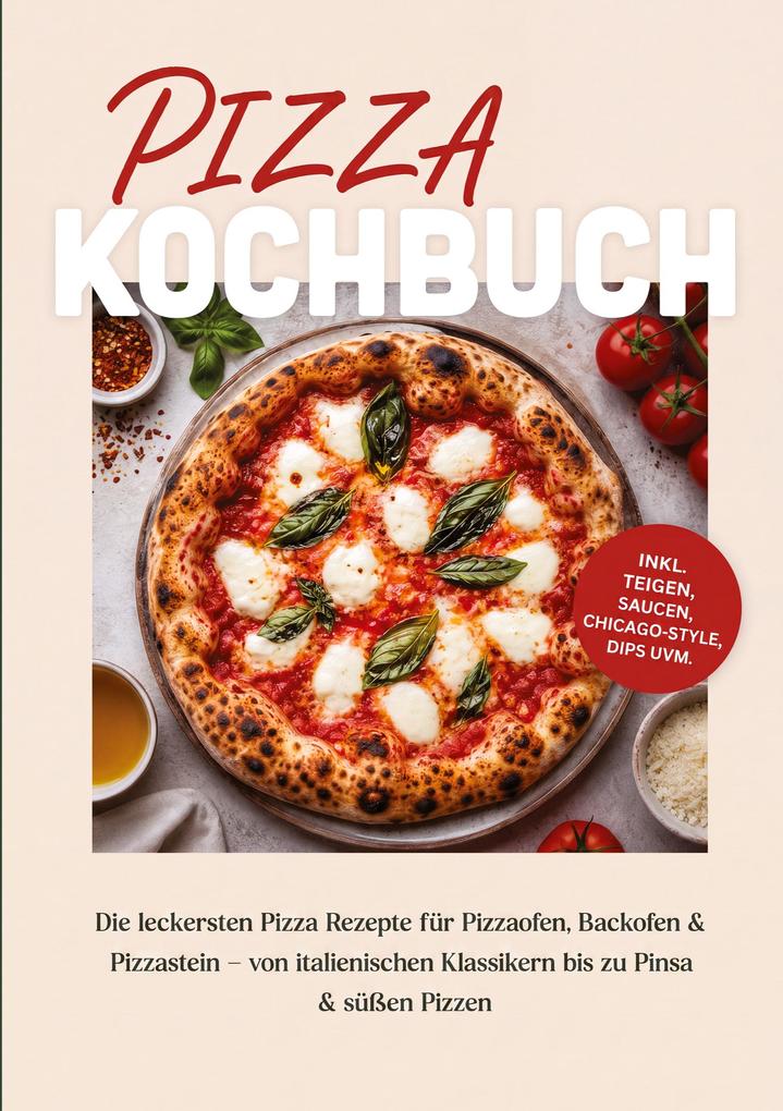Produktbild: Pizza Kochbuch: Die leckersten Pizza Rezepte für Pizzaofen, Backofen & Pizzastein - von italienischen Klassikern bis zu Pinsa & süßen Pizzen - inkl. Teigen, Saucen, Chicago-Style, Dips uvm. | Maria Zurbrügge
