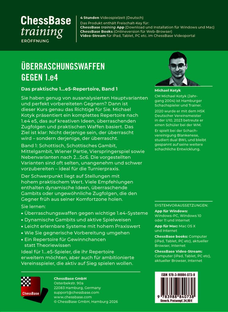 Weitere Ansicht: Überraschungswaffen gegen 1. e4 - Band 1 | Michael Kotyk