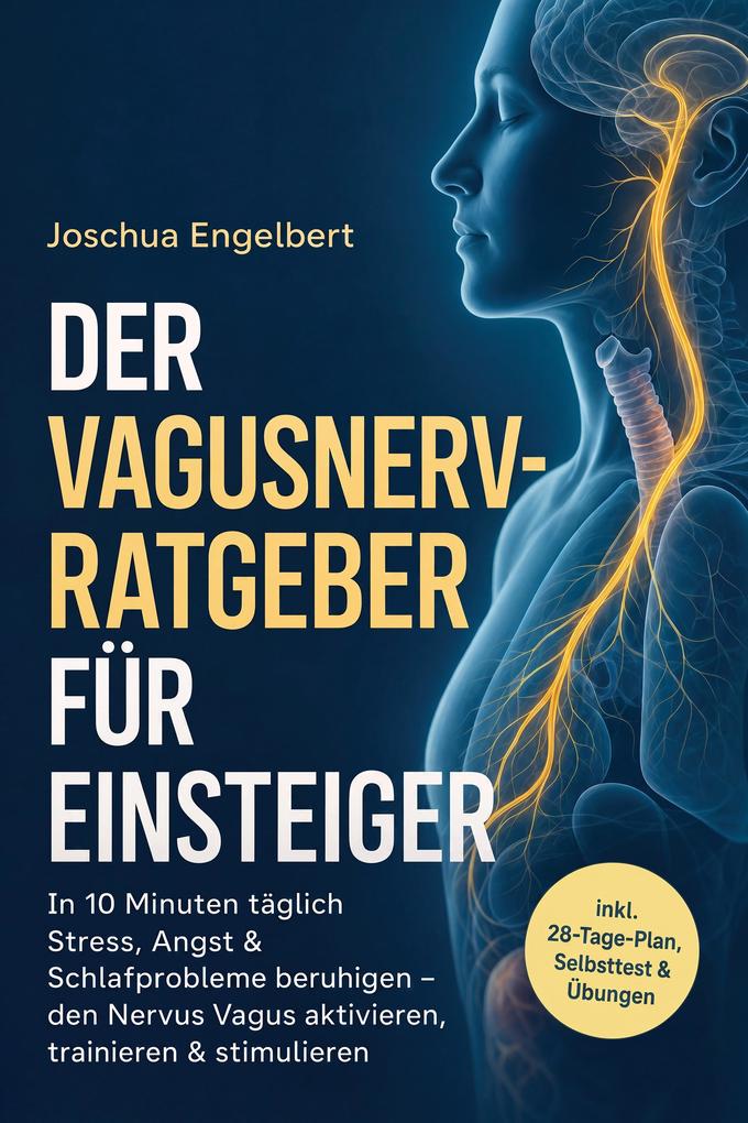 Produktbild: Der Vagusnerv-Ratgeber für Einsteiger: In 10 Minuten täglich Stress, Angst & Schlafprobleme beruhigen - den Nervus Vagus aktivieren, trainieren & stimulieren - inkl. 28-Tage-Plan, Selbsttest & Übungen | Joschua Engelbert