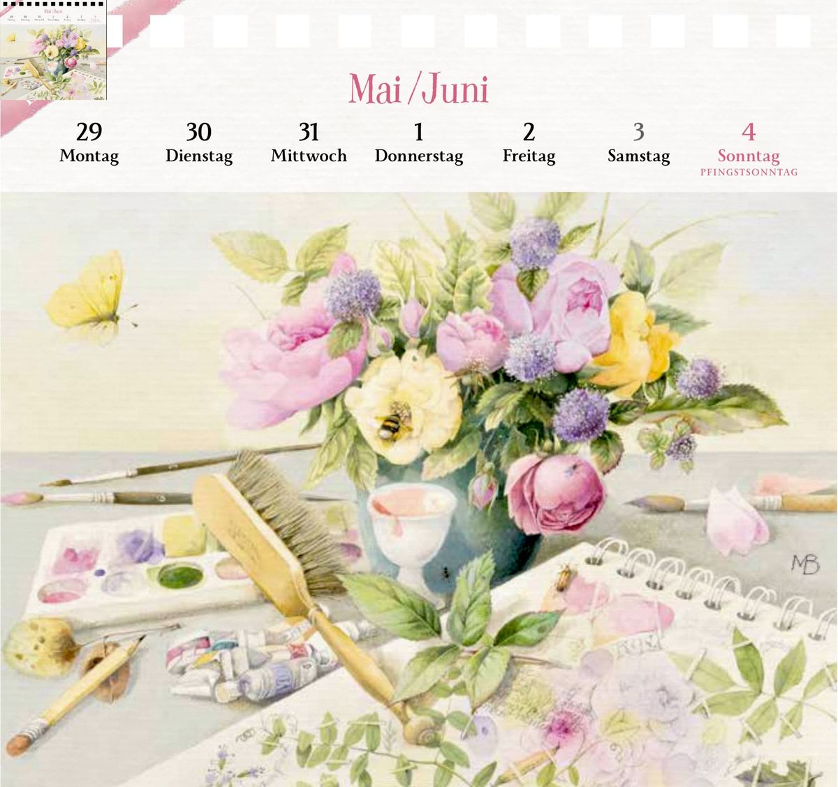 Weitere Ansicht: Kalender mit 53 Postkarten 2028 - Blick in den Garten