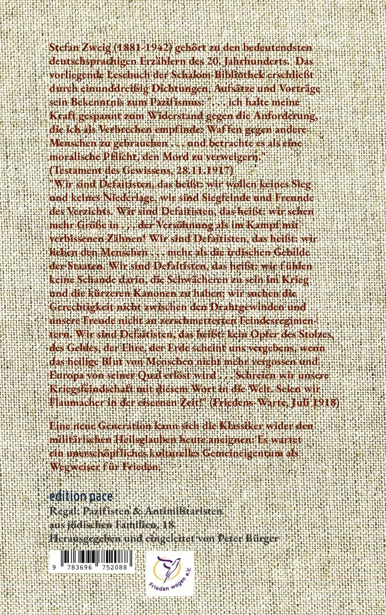Weitere Ansicht: Bekenntnisse zum Pazifismus | Stefan Zweig