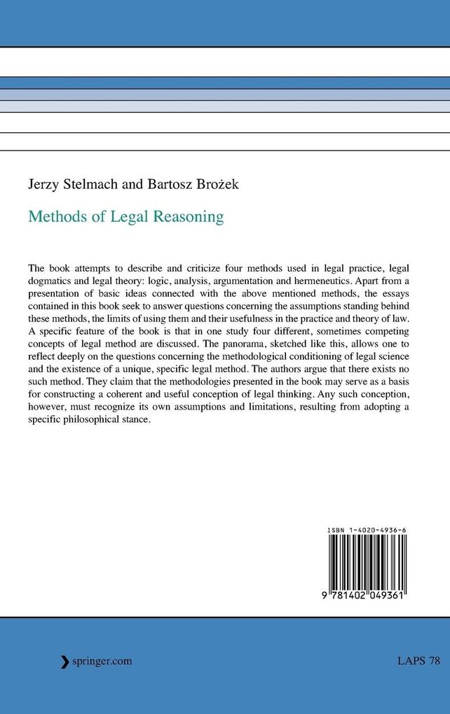 Weitere Ansicht: Methods of Legal Reasoning | Bartosz Brozek, Jerzy Stelmach