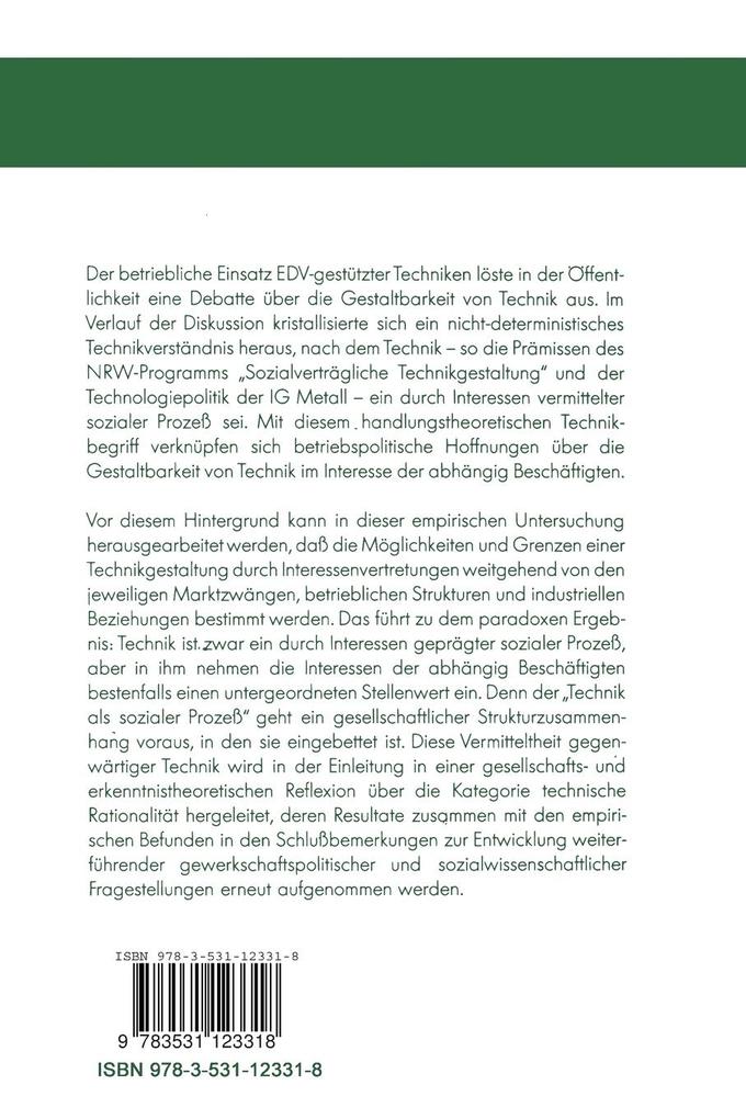 Weitere Ansicht: Technikgestaltung als Gegenstand gewerkschaftlicher Politik | Volker Stork