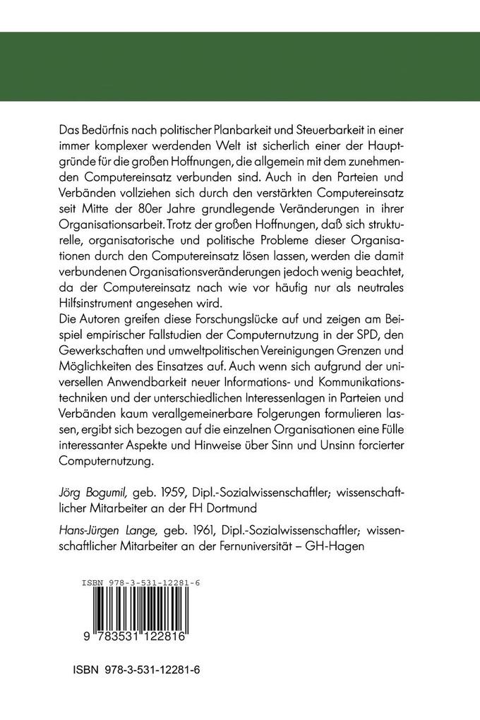 Weitere Ansicht: Computer in Parteien und Verbänden | Hans-Jürgen Lange