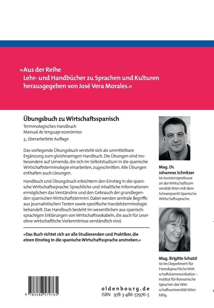 Weitere Ansicht: Übungsbuch zu Wirtschaftsspanisch | Johannes Schnitzer, Brigitte Schatzl