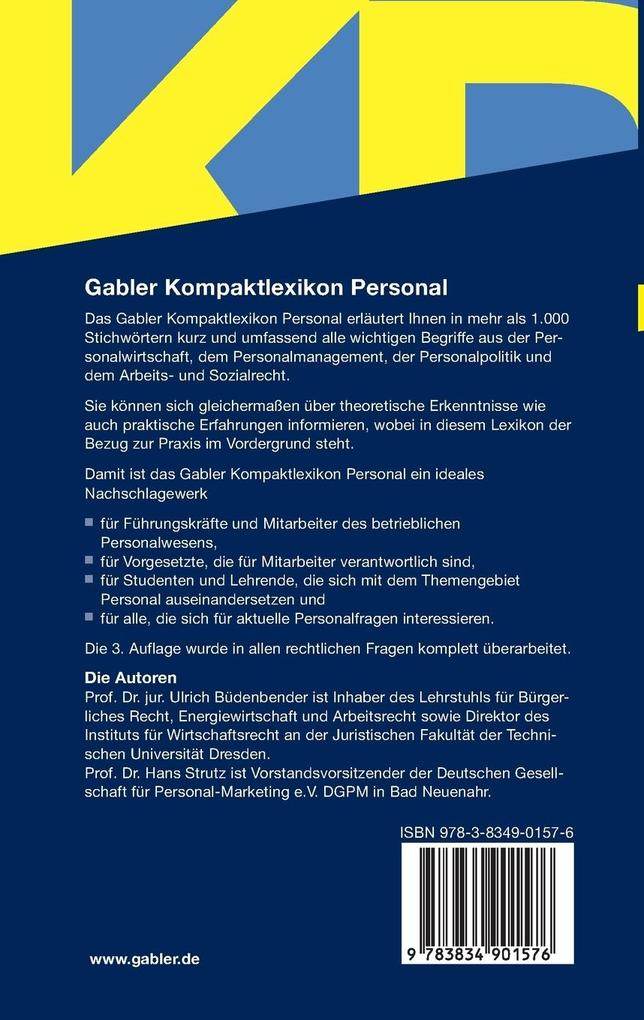 Weitere Ansicht: Gabler Kompaktlexikon Personal | Ulrich Büdenbender, Hans Strutz