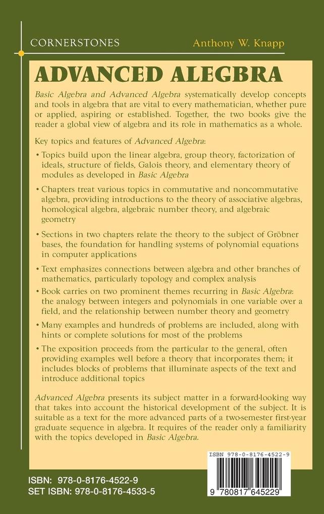 Weitere Ansicht: Advanced Algebra | Anthony W. Knapp