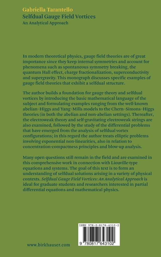 Weitere Ansicht: Selfdual Gauge Field Vortices | Gabriella Tarantello