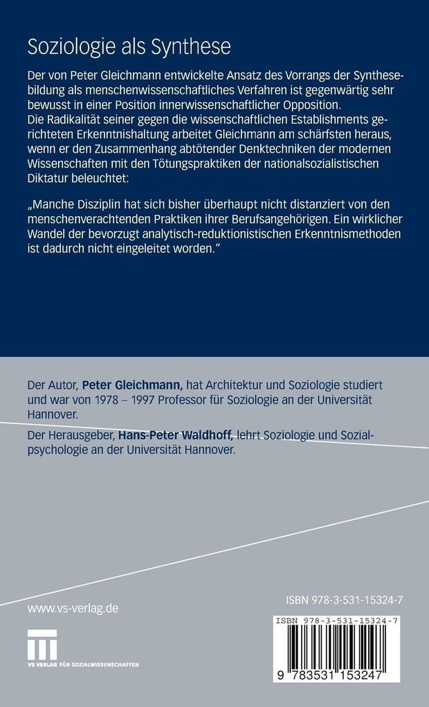 Weitere Ansicht: Soziologie als Synthese | Peter R. Gleichmann