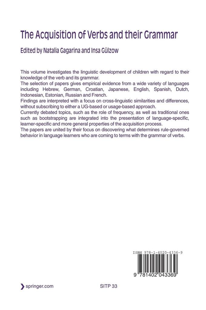 Weitere Ansicht: The Acquisition of Verbs and their Grammar:
