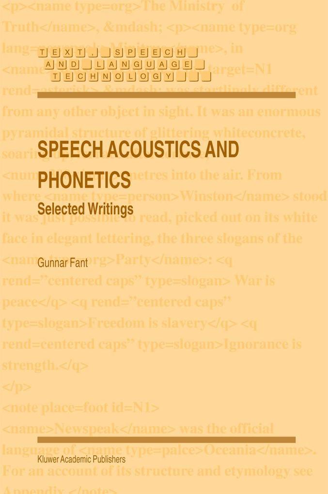 Produktbild: Speech Acoustics and Phonetics | Gunnar Fant