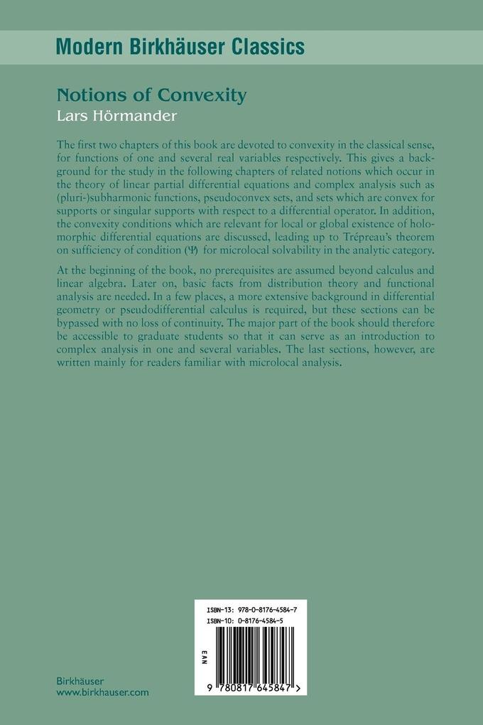 Weitere Ansicht: Notions of Convexity | Lars Hörmander