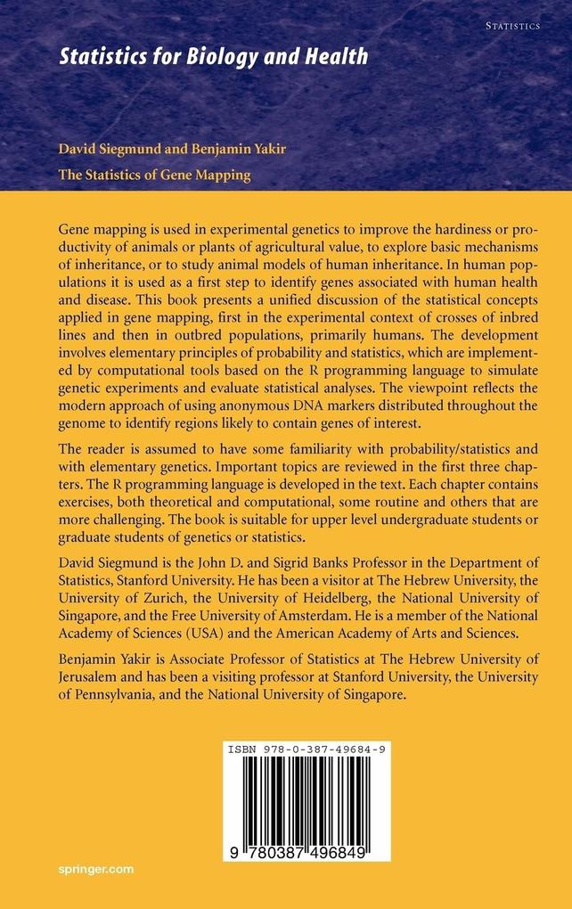 Weitere Ansicht: The Statistics of Gene Mapping | David Siegmund, Benjamin Yakir