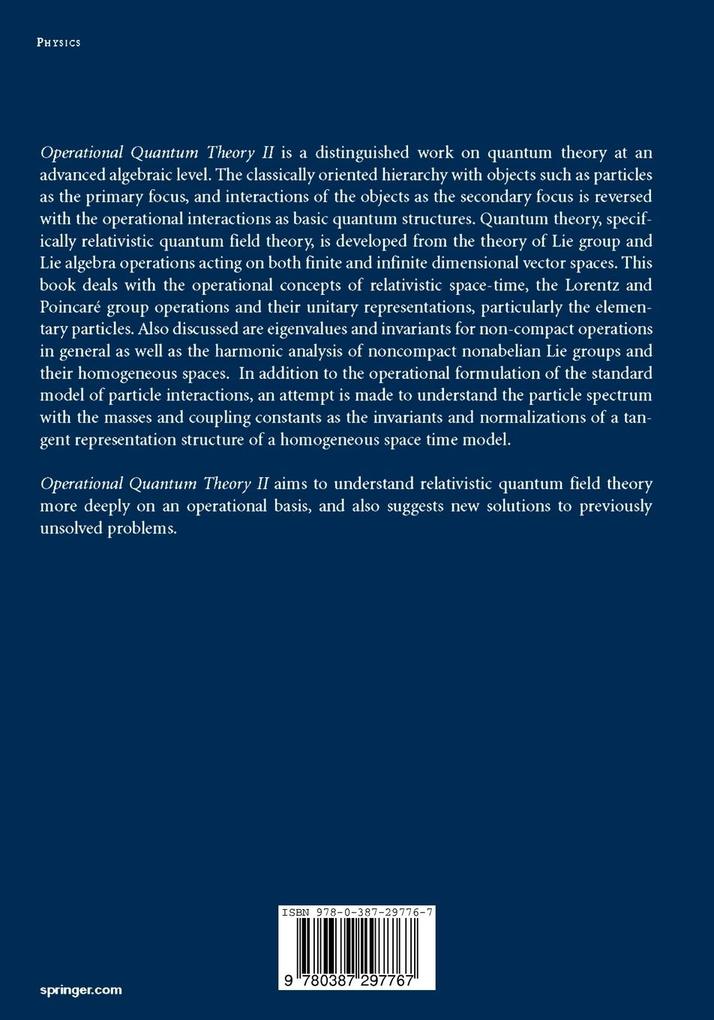 Weitere Ansicht: Operational Quantum Theory II | Heinrich Saller