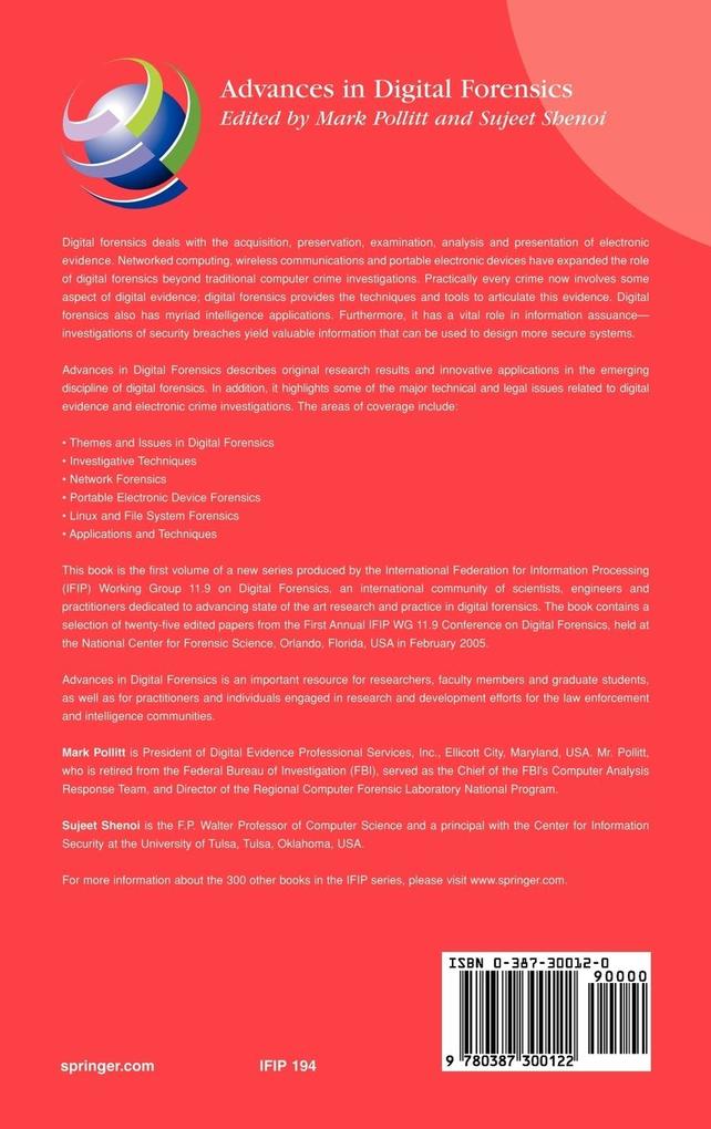 Weitere Ansicht: Advances in Digital Forensics