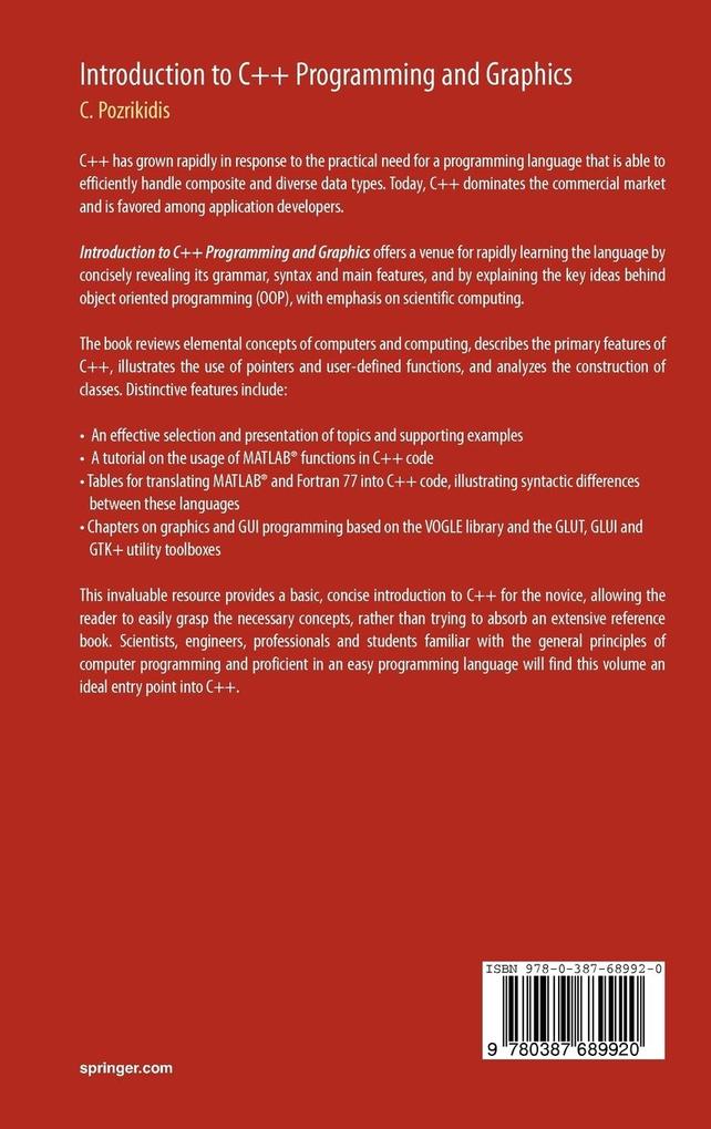 Weitere Ansicht: Introduction to C++ Programming and Graphics | Constantine Pozrikidis