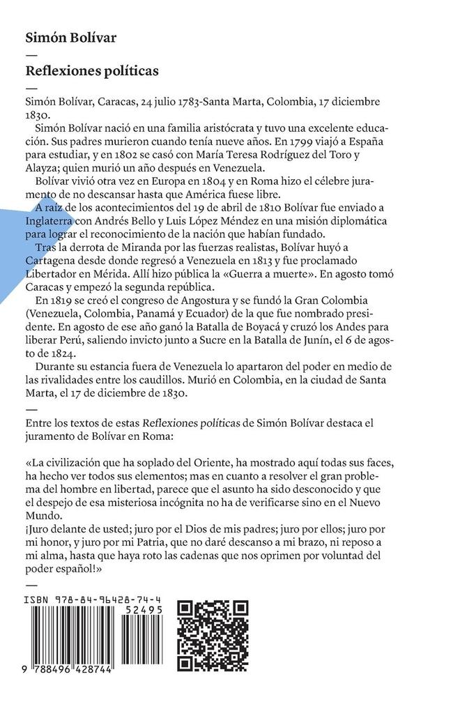 Weitere Ansicht: Reflexiones políticas | Simón Bolívar