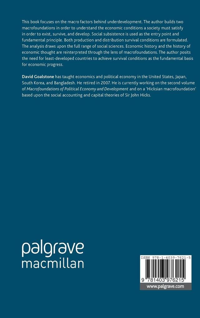 Weitere Ansicht: Macrofoundations of Political Economy and Development | D. Goalstone
