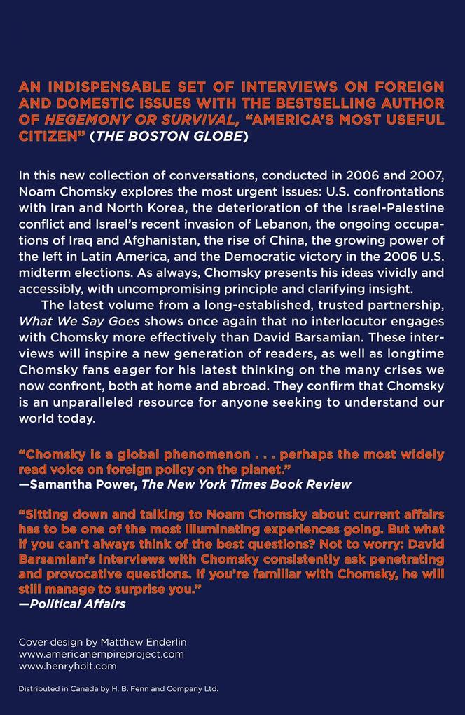 Weitere Ansicht: What We Say Goes | Noam Chomsky