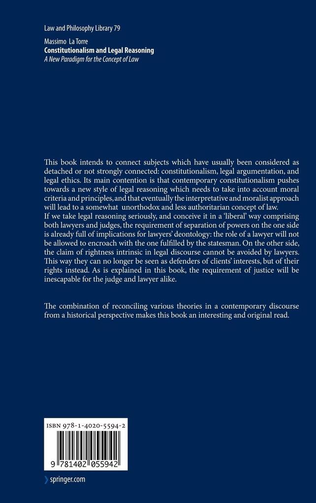 Weitere Ansicht: Constitutionalism and Legal Reasoning | Massimo La Torre