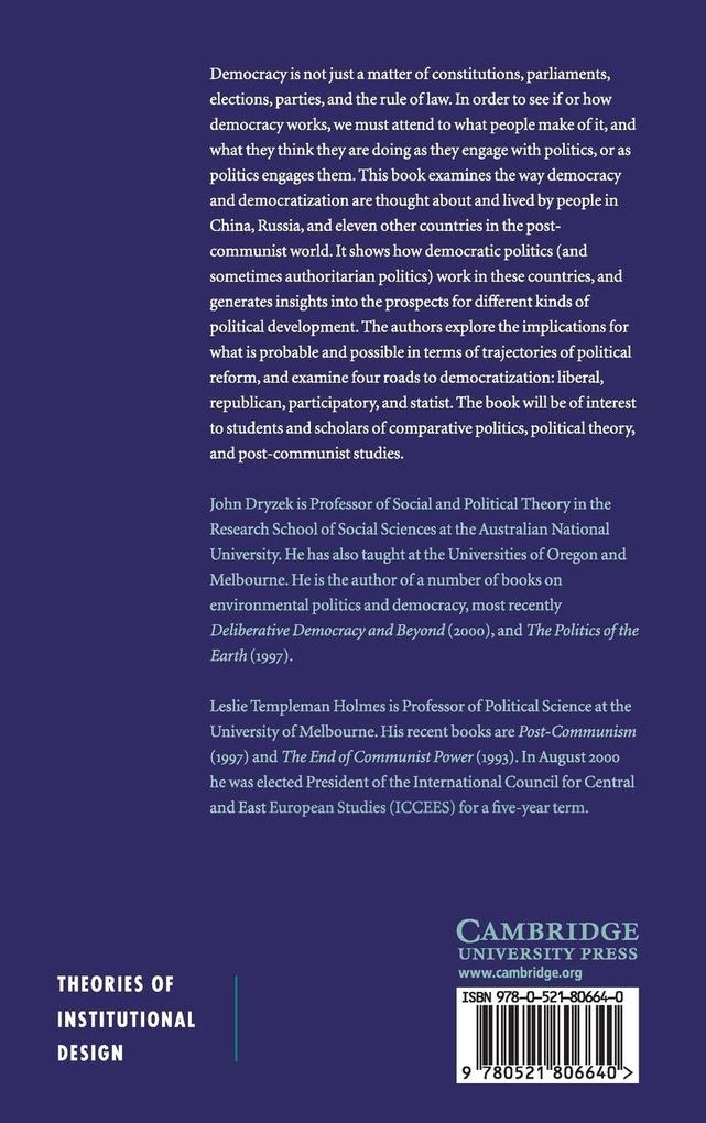 Weitere Ansicht: Post-Communist Democratization | John S. Dryzek, Leslie Templeman Holmes