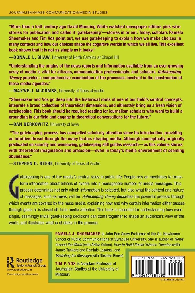 Weitere Ansicht: Gatekeeping Theory | Timothy Vos, Pamela J. Shoemaker
