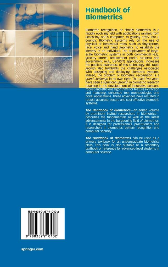 Weitere Ansicht: Handbook of Biometrics