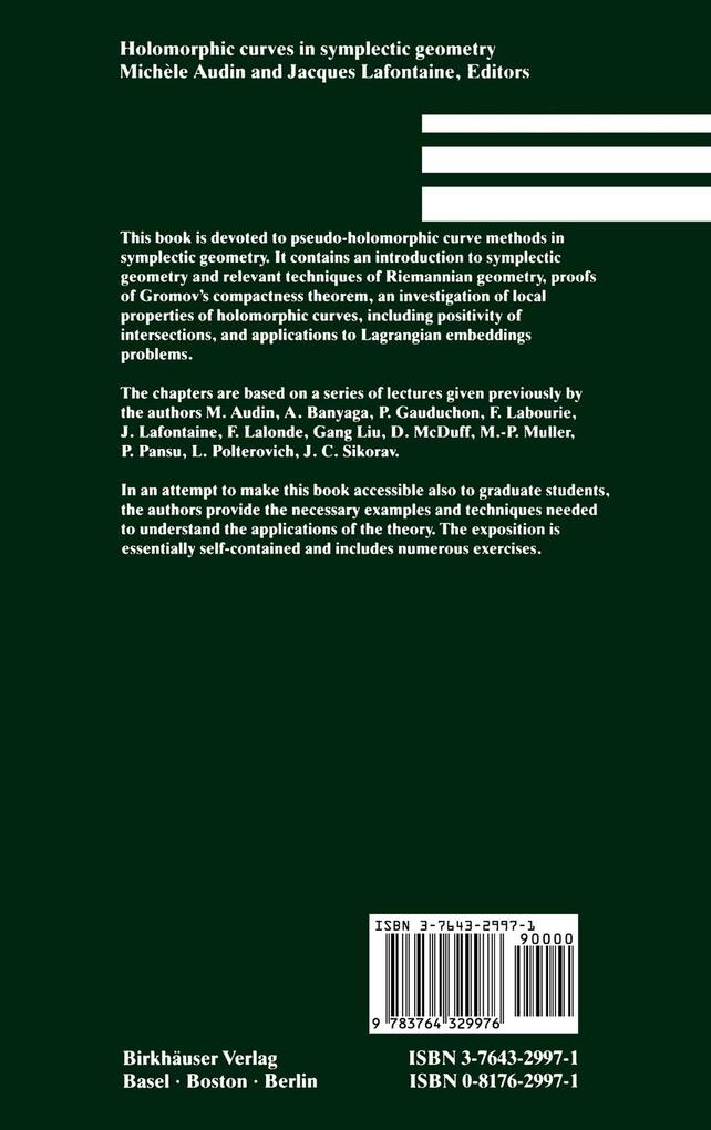 Weitere Ansicht: Holomorphic Curves in Symplectic Geometry