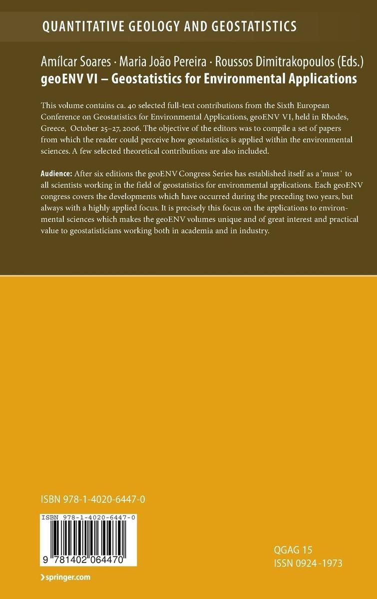 Weitere Ansicht: geoENV VI - Geostatistics for Environmental Applications