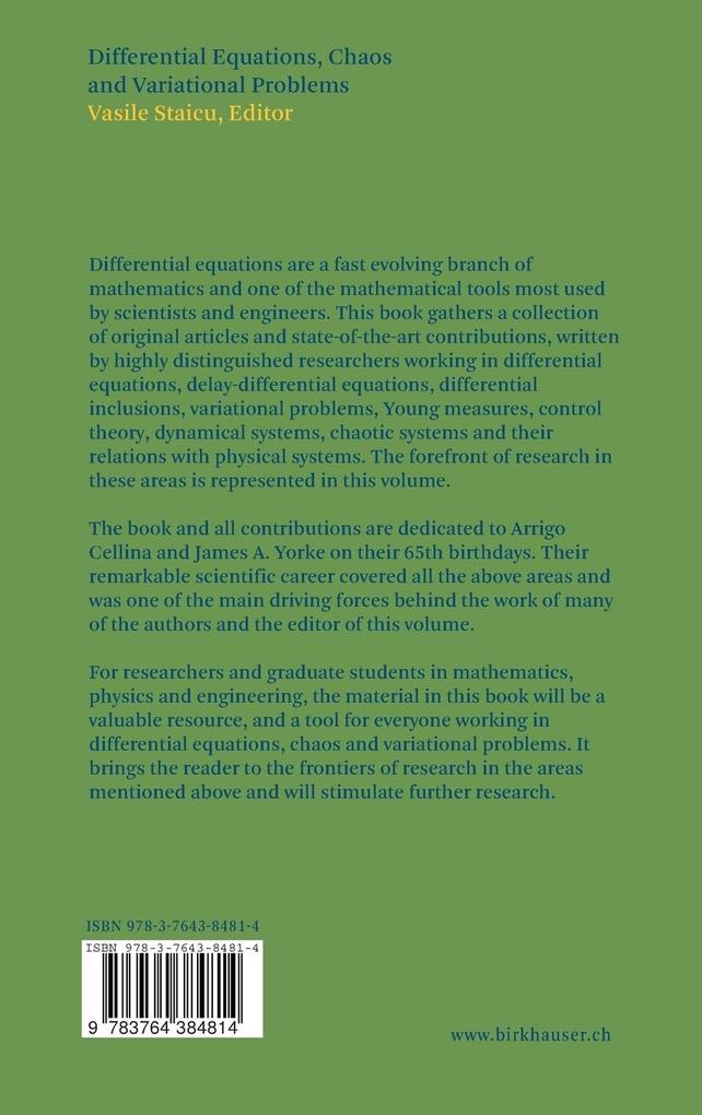 Weitere Ansicht: Differential Equations, Chaos and Variational Problems