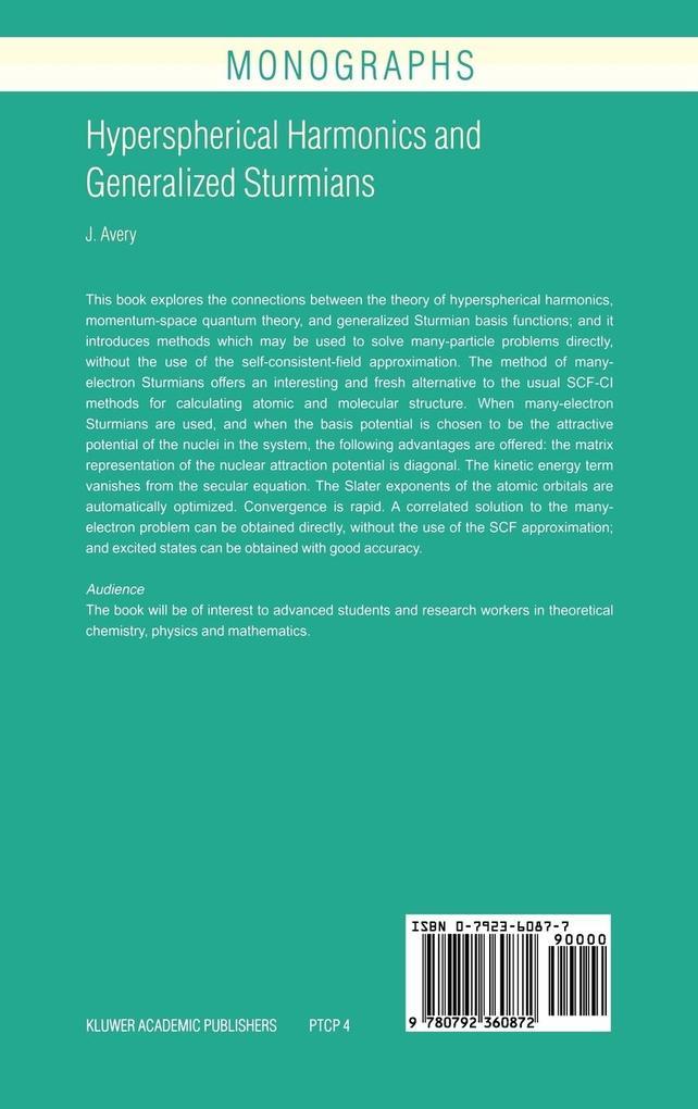 Weitere Ansicht: Hyperspherical Harmonics and Generalized Sturmians | John S. Avery