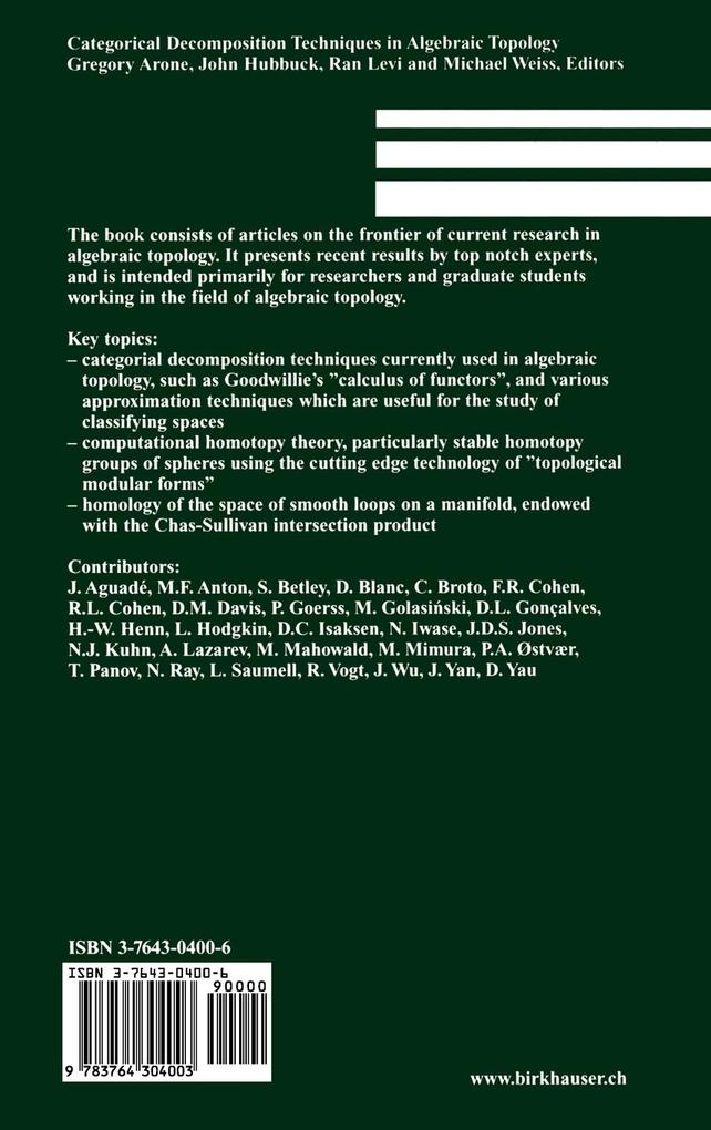 Weitere Ansicht: Categorical Decomposition Techniques in Algebraic Topology