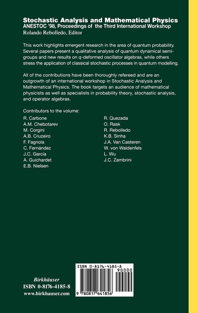 Weitere Ansicht: Stochastic Analysis and Mathematical Physics