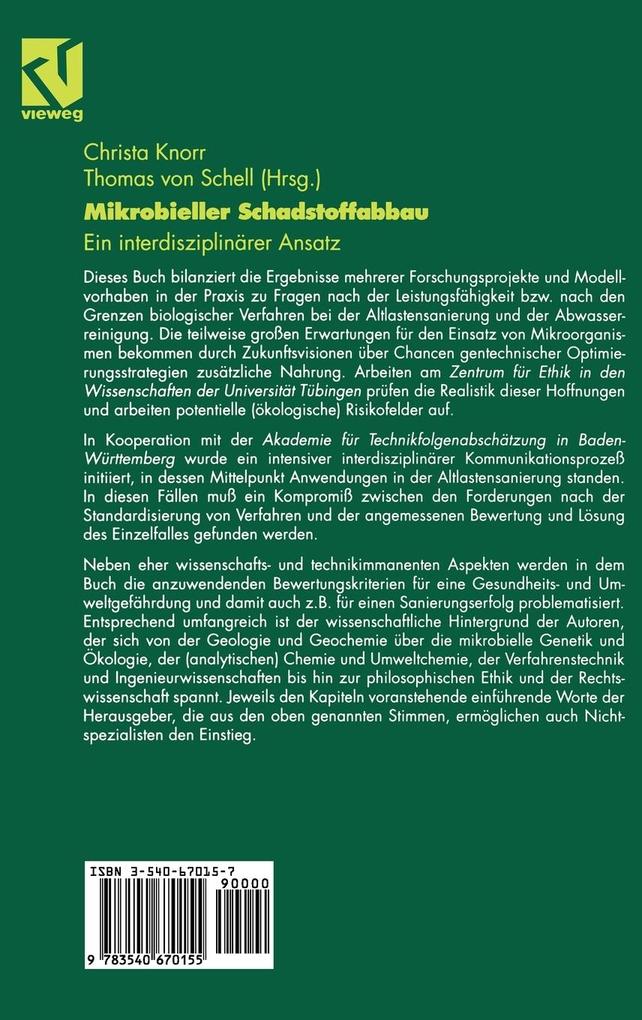 Weitere Ansicht: Mikrobieller Schadstoffabbau | Christa Knorr, Thomas von Schell